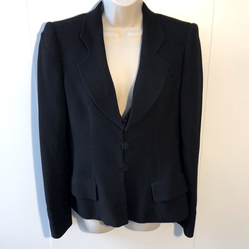 Giorgio Armani Borgo 21 Silk Jacket Blazer Black textured sz 40 (USA sz.4)